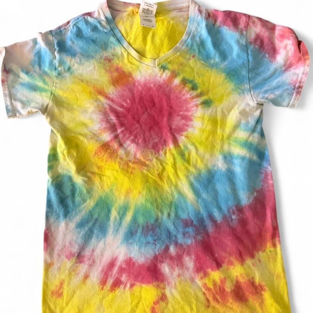 Colorful Tie-Dye Gildan V-Neck T-Shirt